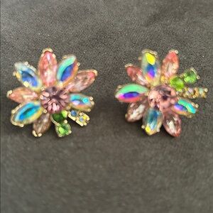 Colorful Flower Crystal Earrings, (bigger size)